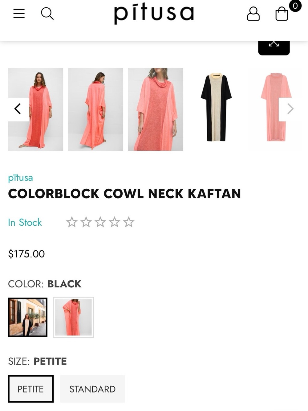 PITUSA Cowl neck colour block kaftan - Picture 3 of 6